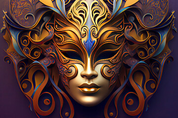 Carnaval Brazil Mask Art Nouveau Style