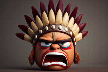 Angry emoticon wearing carnival headdress