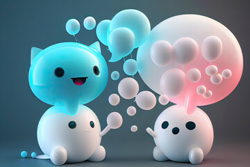 minimal cute chatbot and chat bubbles. modern technology. 3d rendering