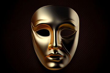 Naklejka premium Golden realistic mask isolated on black. Vector 3d illustration