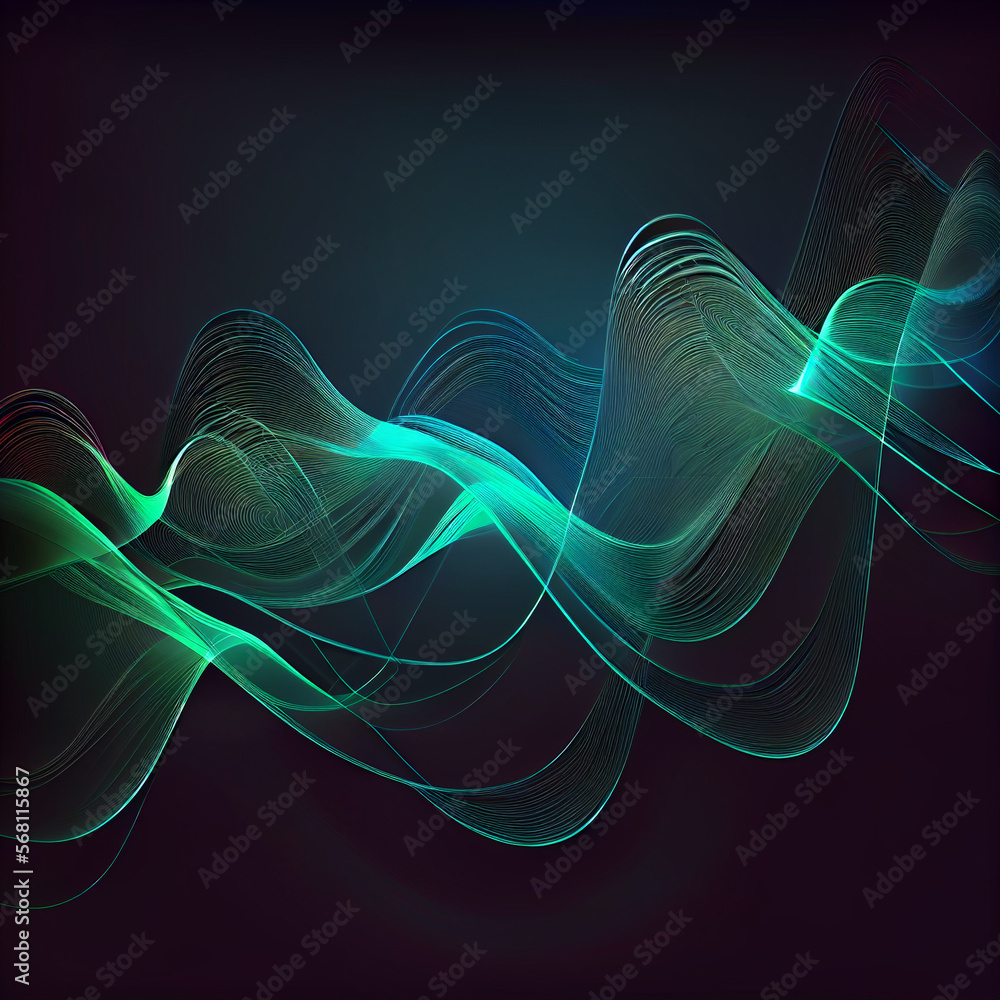 Wall mural vector abstract light lines wavy flowing dynamic in colors isolated for concept of generative ai