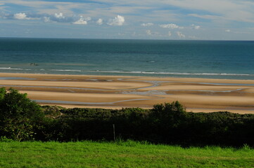 View From The American Cemetery To Omaha Beach In Normandy France On A Beautiful Sunny Summer Day...