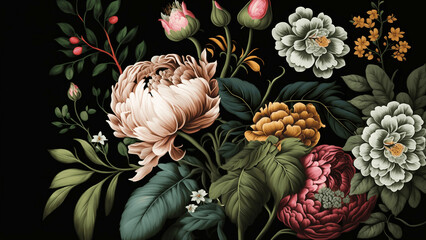 Vintage Botanical Flower Wallpaper and Floral Background
