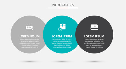 Set Carton cardboard box, Buy button and Credit. Business infographic template. Vector