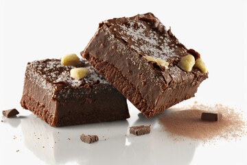 Delicious Brownies Isolated on a Pure White Background
