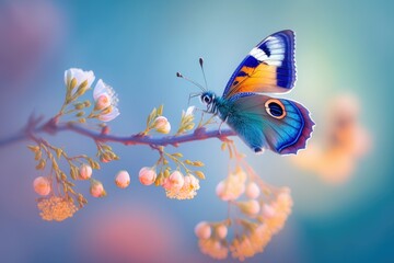 butterfly on a flower - generative ai	
 - obrazy, fototapety, plakaty