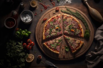Obraz na płótnie Canvas delicious pizza - Generative AI 