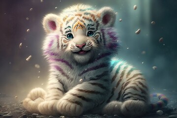 cute and happy tiger cub - generative ai