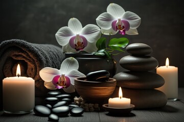 Naklejka na ściany i meble Beauty, aromatherapy and spa background with perfumed water - generative ai