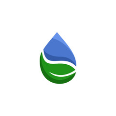 Drop Leaf Logo and Icon. Vector Illustration. Playful logo featuring an icon of a combination of a water drop