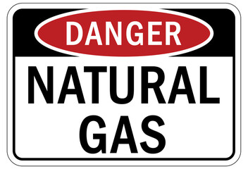 Methane warning chemical sign and labels natural gas