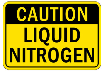 Nitrogen warning chemical sign and labels liquid nitrogen