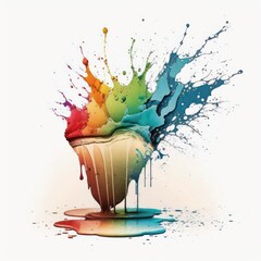 Fototapeta na wymiar Watercolor splash on white background. Colorful liquid splash art style. Abstract watercolor splashing. Generative AI.