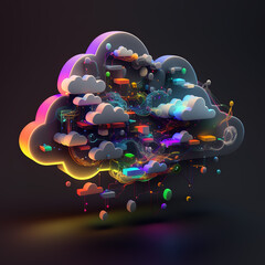 Cloud managed networking, illuminated, fiber optics and AI Generated Art