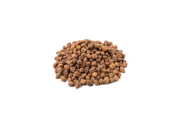 brown chickpeas heap isolated on white background. nutrition. food ingredient.