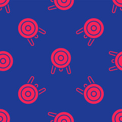 Red Target sport icon isolated seamless pattern on blue background. Clean target with numbers for shooting range or shooting. Vector
