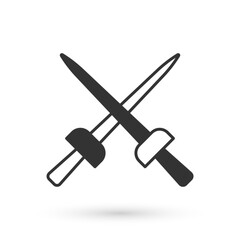 Grey Fencing icon isolated on white background. Sport equipment. Vector