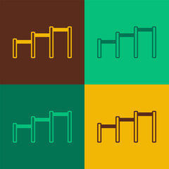 Pop art Sport horizontal bar icon isolated on color background. Vector