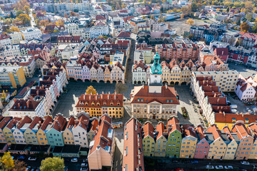 Jelenia Gora city center aerial view