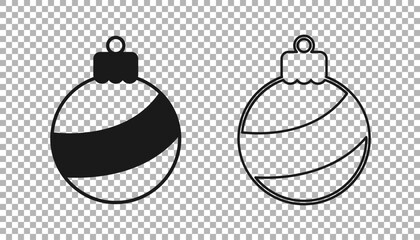 Black Christmas ball icon isolated on transparent background. Merry Christmas and Happy New Year. Vector