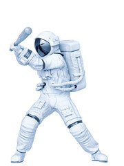 astronaut is playing baseball