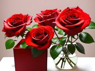 Love and Romance - Bunch of Red Roses on a Desk