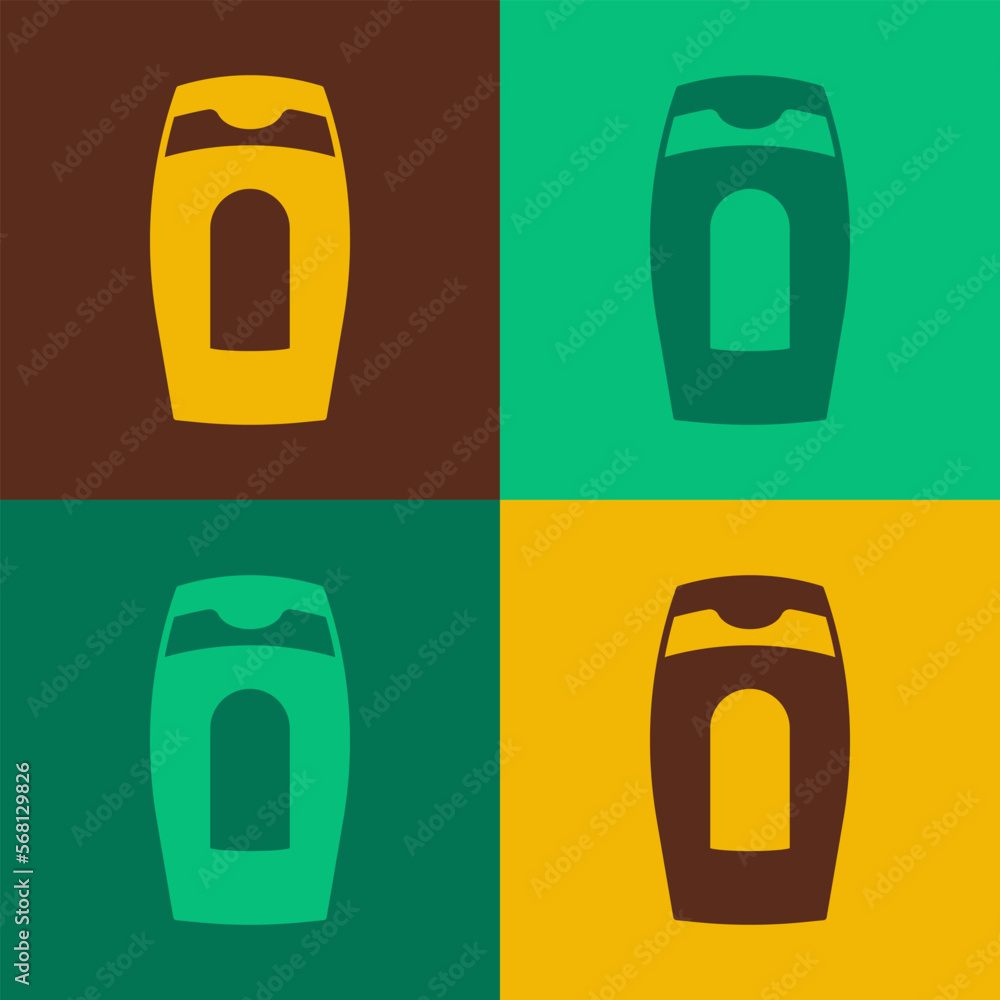 Poster pop art bottle of shampoo icon isolated on color background. vector