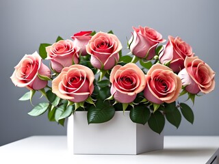 Beautiful Red Roses on a Desk - Isolated