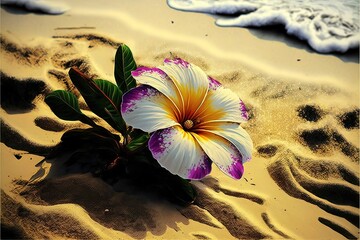 Fototapeta na wymiar Flower on the beach. Generative AI
