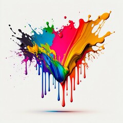 Fototapeta premium Paint colorful rainbow splash blot. Generative AI