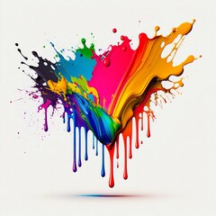 Paint colorful rainbow splash blot. Generative AI