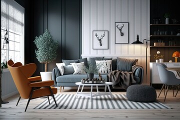 Modern living room design. Generative AI