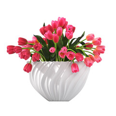 decorative flowers and plants for the interior, isolated on white background, 3D illustration, cg render