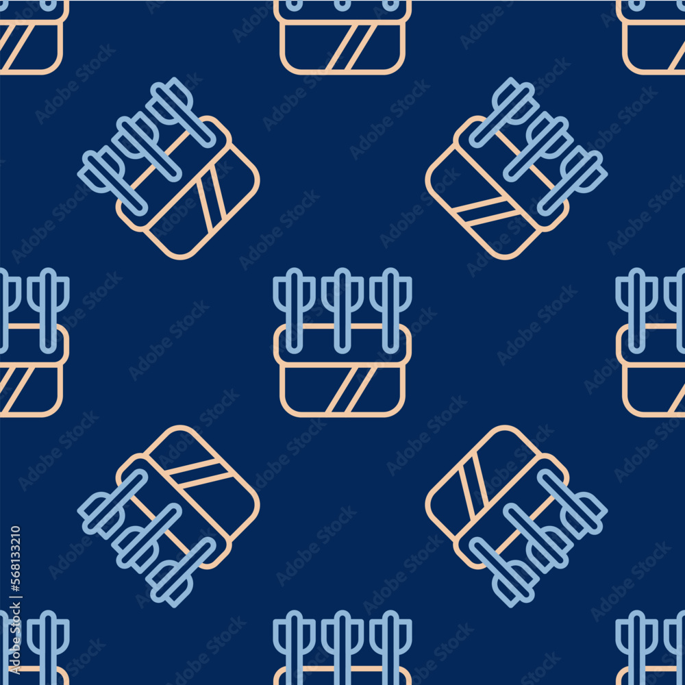 Poster line quiver with arrows icon isolated seamless pattern on blue background. vector