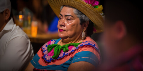 Older Hispanic Lady Enjoying Culture Vibrant Party Fiesta | Generative AI