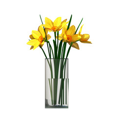 decorative flowers and plants for the interior, isolated on transparent background, 3D illustration, cg render