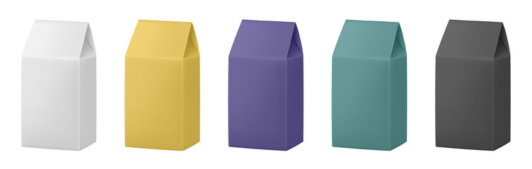 Blank cardboard package boxes mockup. Box set. White, gold, purple, green and black Korean packaging for foood or cosmetics