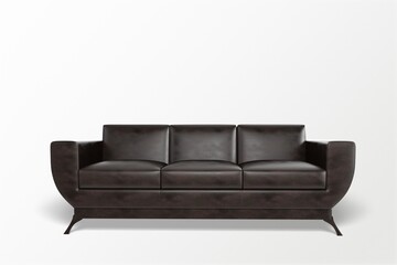 Dark brown big leather sofa
