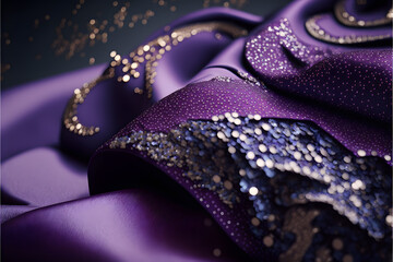 Obraz premium Close up on sparkling purple fabric made with Generative AI technology
