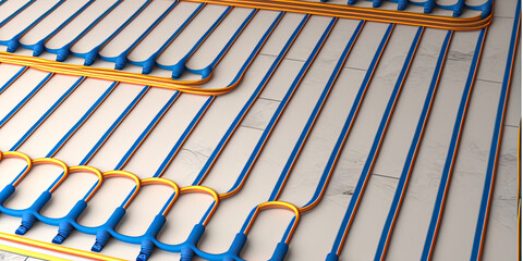 underfloor heating pipes in the house. Generative AI