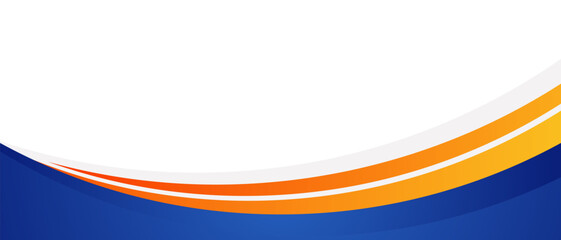 abstract blue and orange business banner background with dynamic curves composition