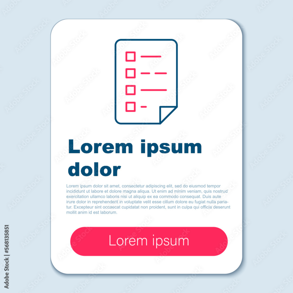Aufkleber line clipboard with checklist icon isolated on grey background. control list symbol. survey poll or 