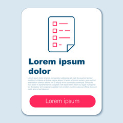 Line Clipboard with checklist icon isolated on grey background. Control list symbol. Survey poll or questionnaire feedback form. Colorful outline concept. Vector