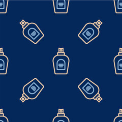 Line Perfume icon isolated seamless pattern on blue background. Vector