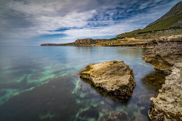 The rocky bay of Macari in province of Trapani, Sicily