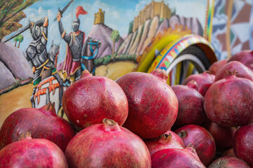 Pomegranates in a picturesque citrus kiosk, Sicily