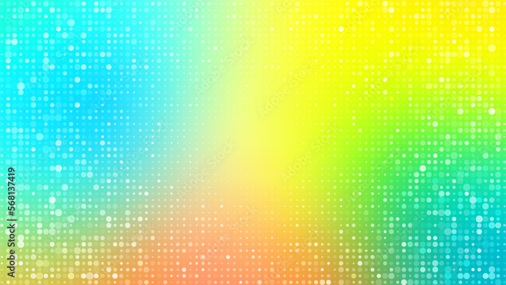 Poster Abstract poster background for banner design with bright glowing particles. Futuristic graphic vector dots design. Modern art template. Abstract neon halftone background. Glowing neon dots backdrop