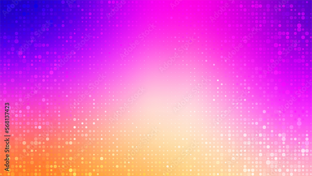 Poster Abstract poster background for banner design with bright glowing particles. Futuristic graphic vector dots design. Modern art template. Abstract neon halftone background. Glowing neon dots backdrop