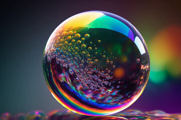 Floating soap bubbles background. Generative AI