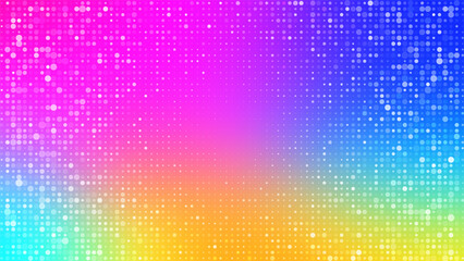 Abstract poster background for banner design with bright glowing particles. Futuristic graphic vector dots design. Modern art template. Abstract neon halftone background. Glowing neon dots backdrop